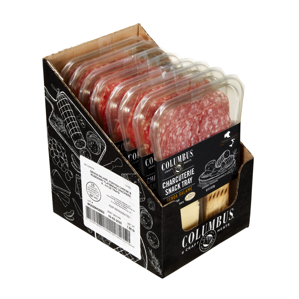 COLUMBUS(r) Genoa Snack Tray 8/3oz . C1RM - Front Right Open Case (Hi Res)