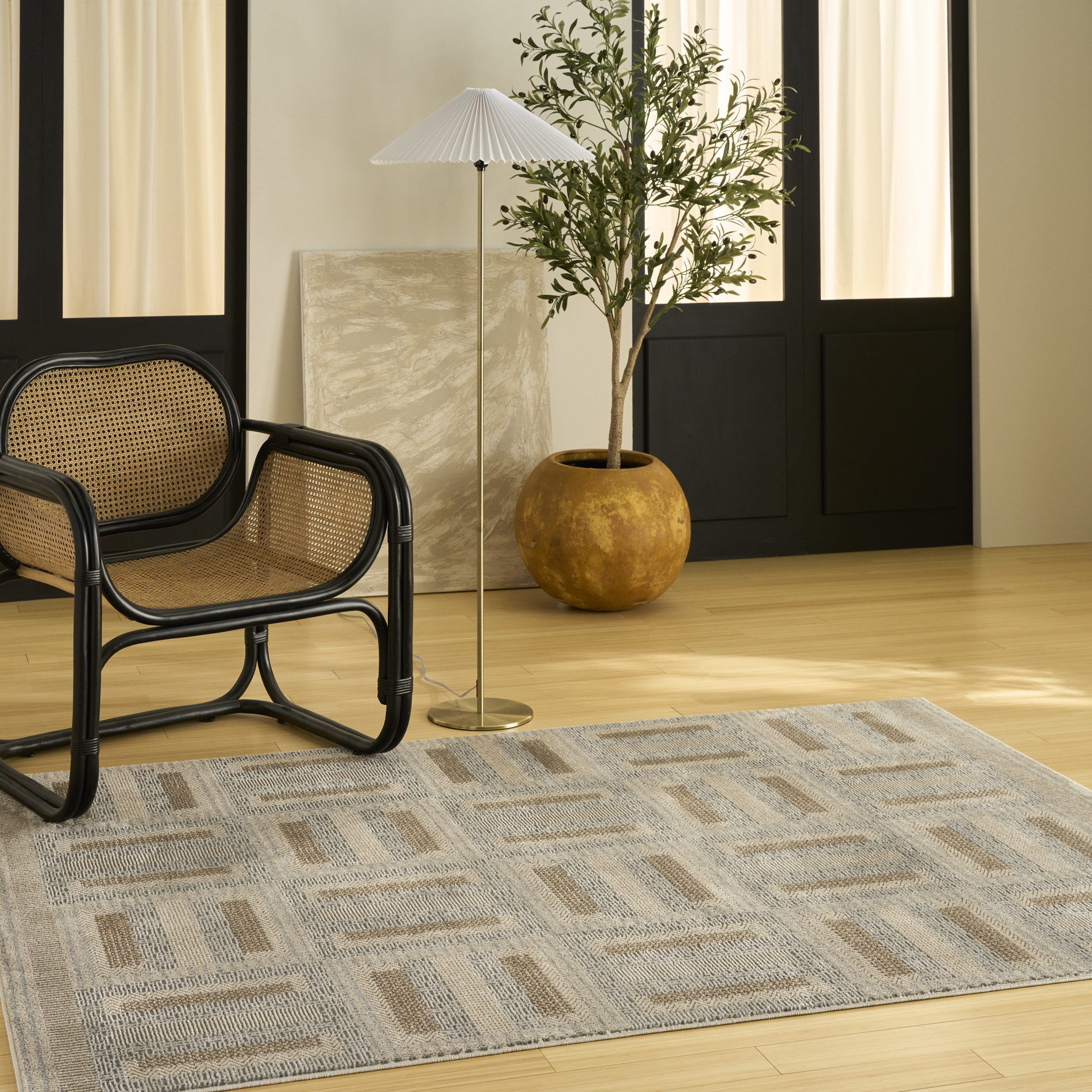 Nourison Nordic 4' x 6' Grey Multicolor Modern Indoor Rug