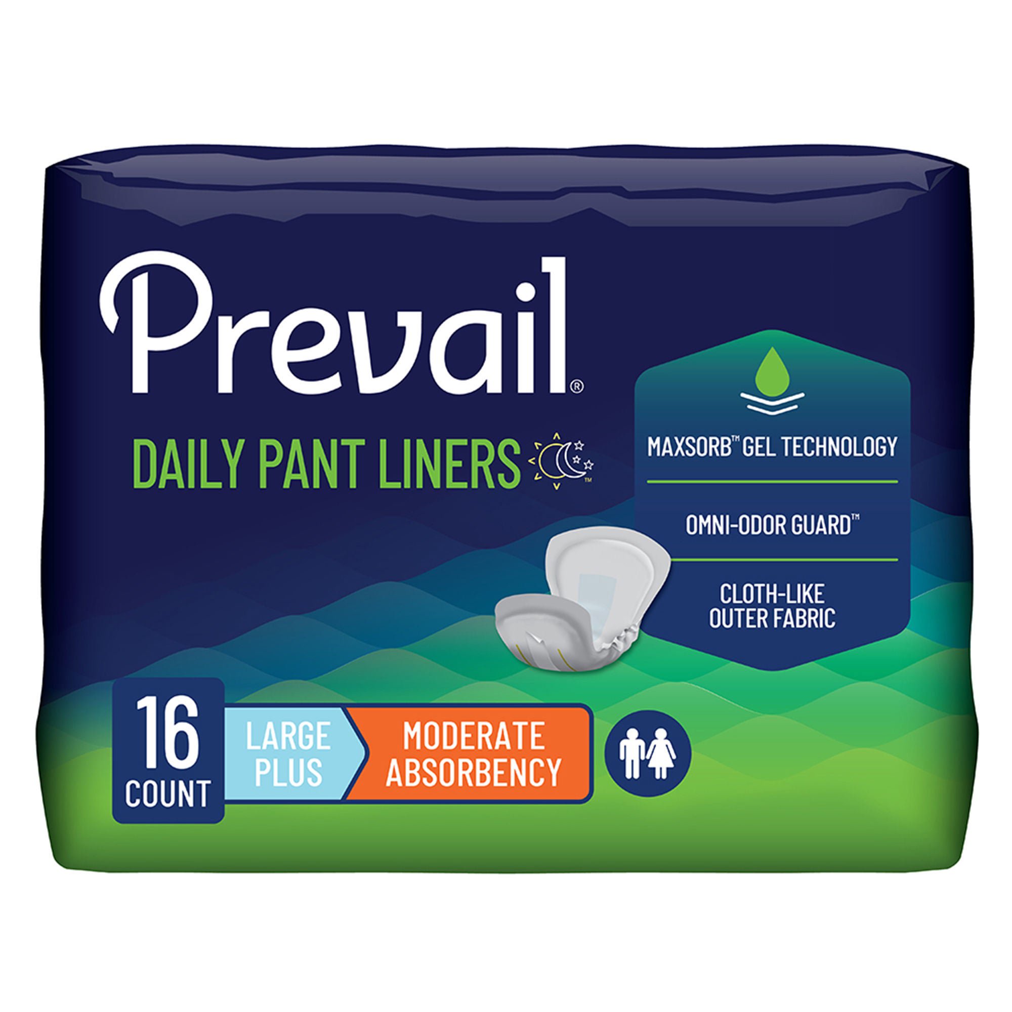 Prevail® Daily Pant Liners Moderate Absorbency Bladder Control Pad, 28 Inch