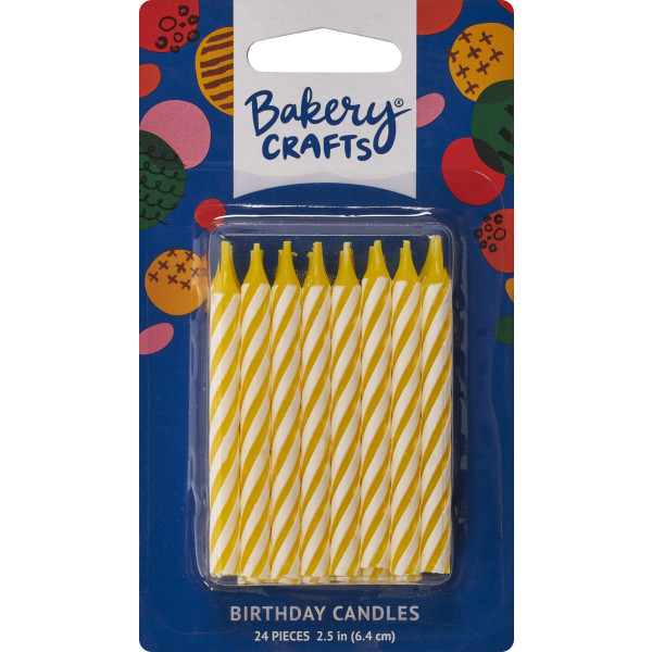 Yellow Candy Stripe Smooth & Spiral Candles