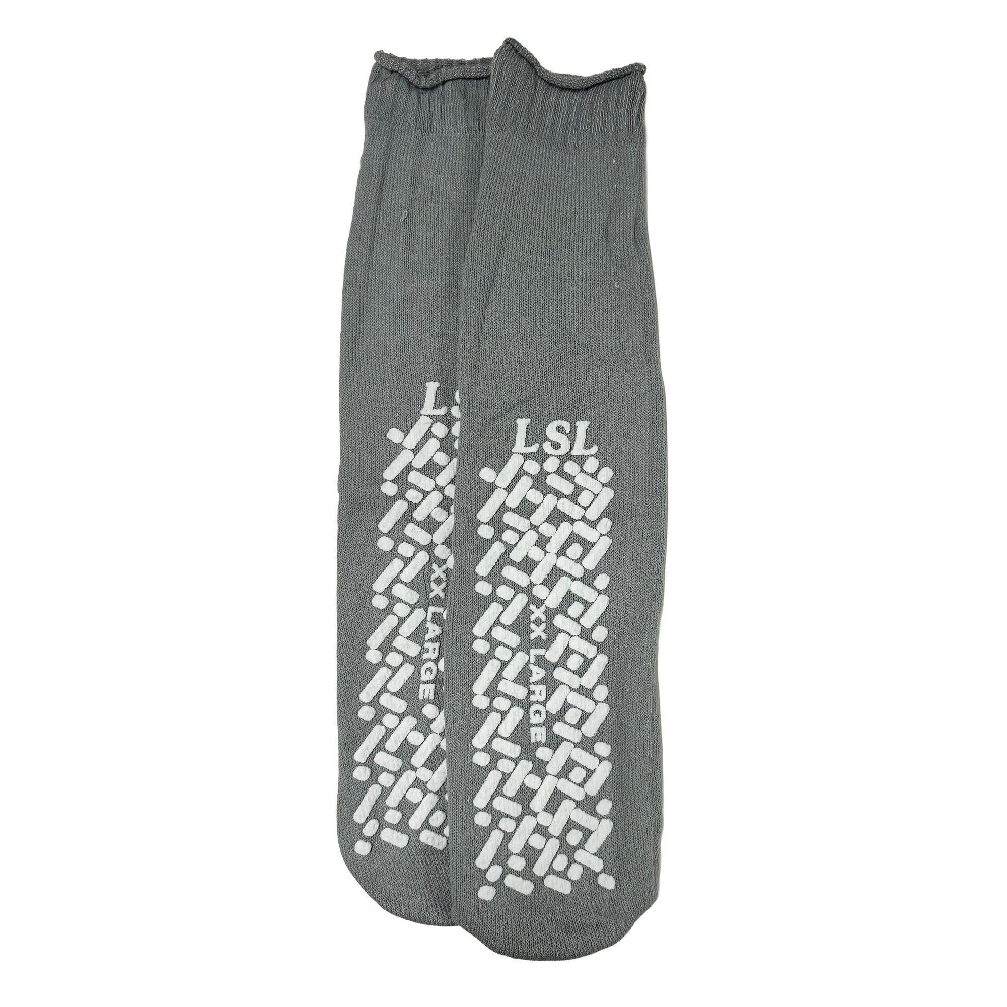Slipper Socks Unisex Adult 2X-Large Single Tread Single Patient Use Gray