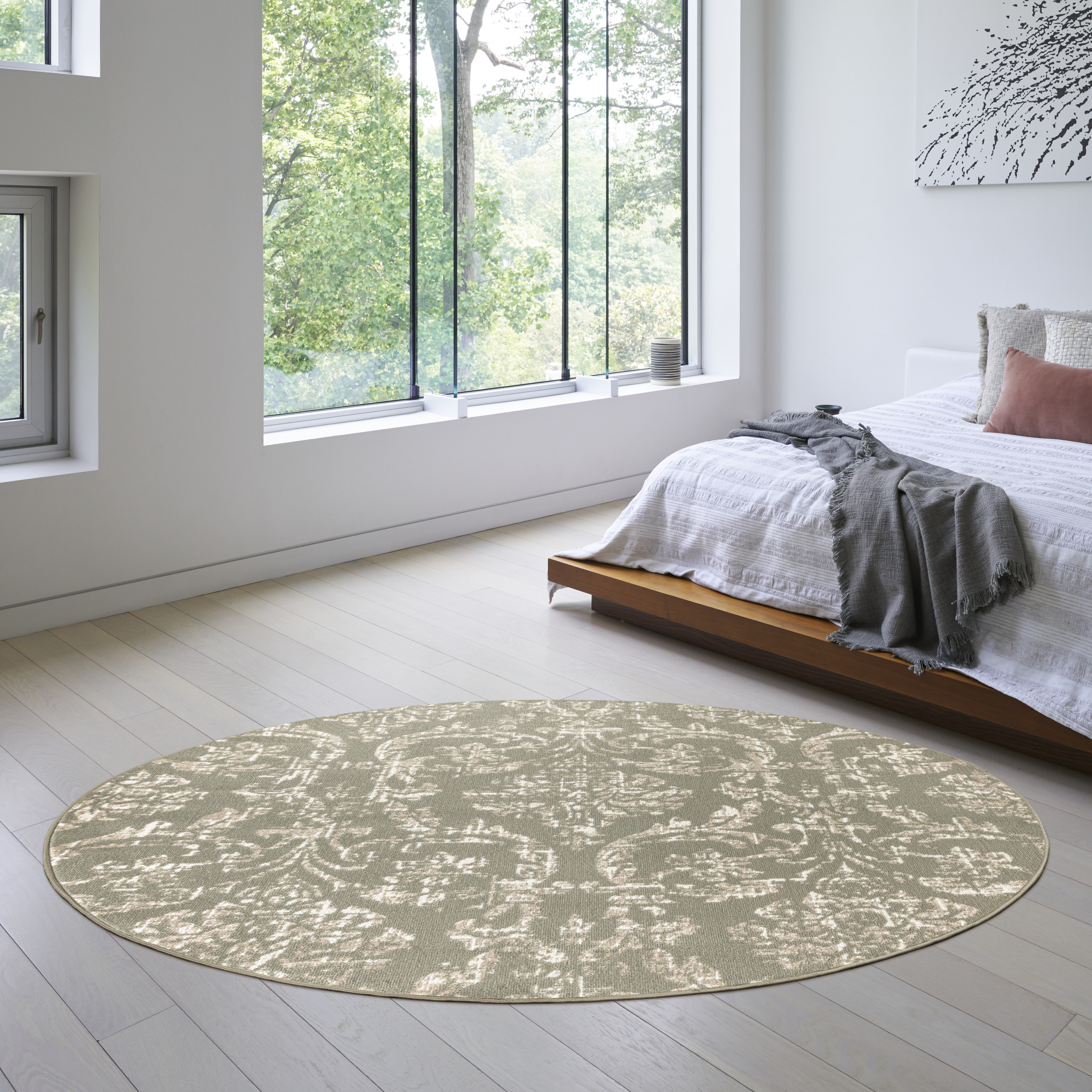 Nourison Jubilant 8' x Round Olive Vintage Indoor Rug