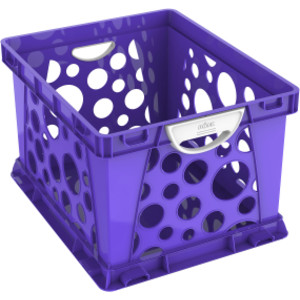 Premium File Crate with Handles, Classroom Purple