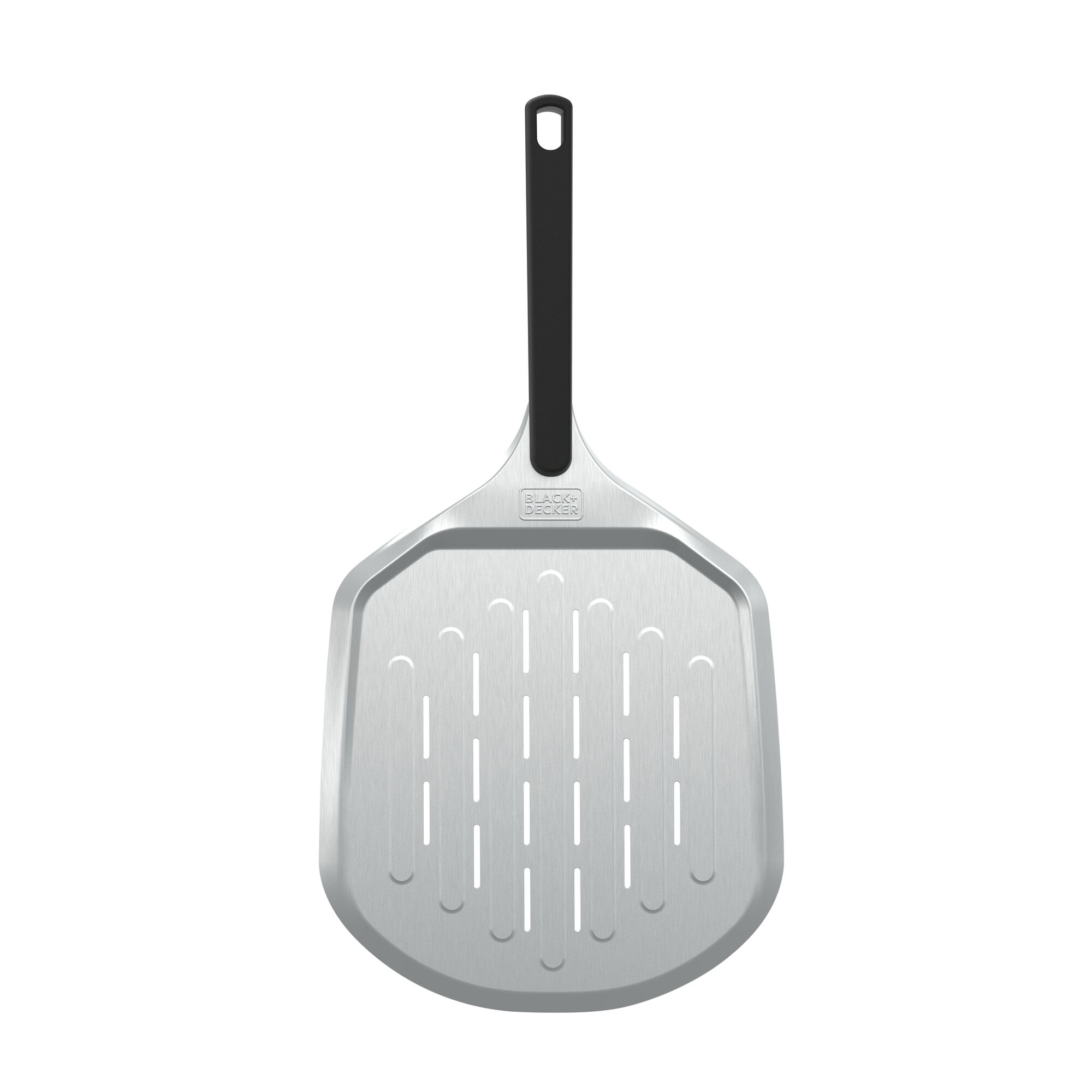BLACK+DECKER vera™ 12 in. metal pizza peel and other products on an outdoor patio