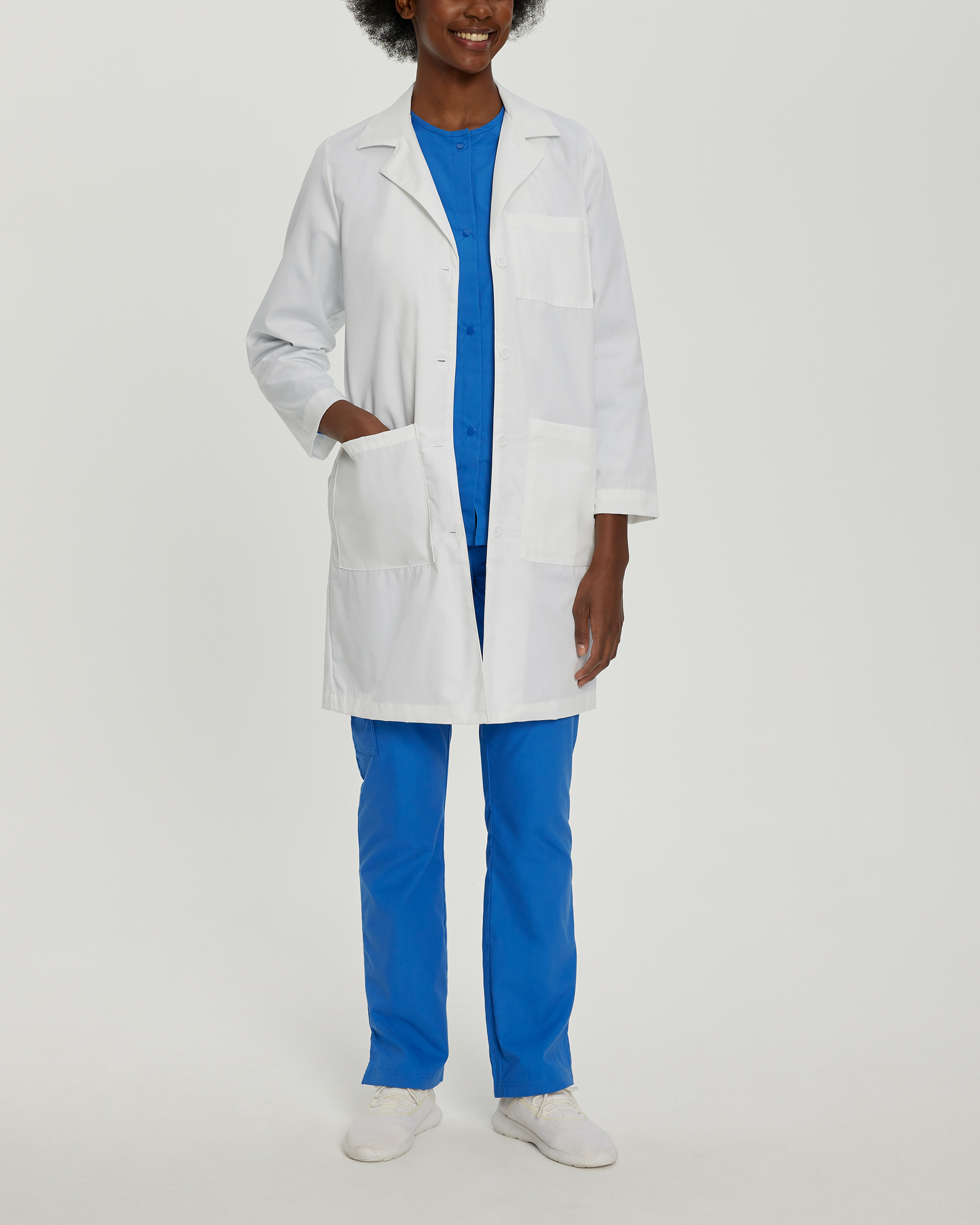 Landau Women&#8216;s 5-Pocket Full-Length White Coat-White Coats