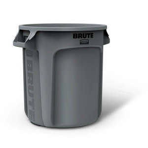 Rubbermaid Commercial, VENTED BRUTE®, 10 gal, Resin, Gray, Round, Receptacle