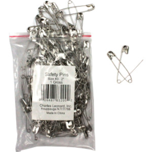 Nickel-Plated Steel Safety Pins, 2", 144 Per Pack