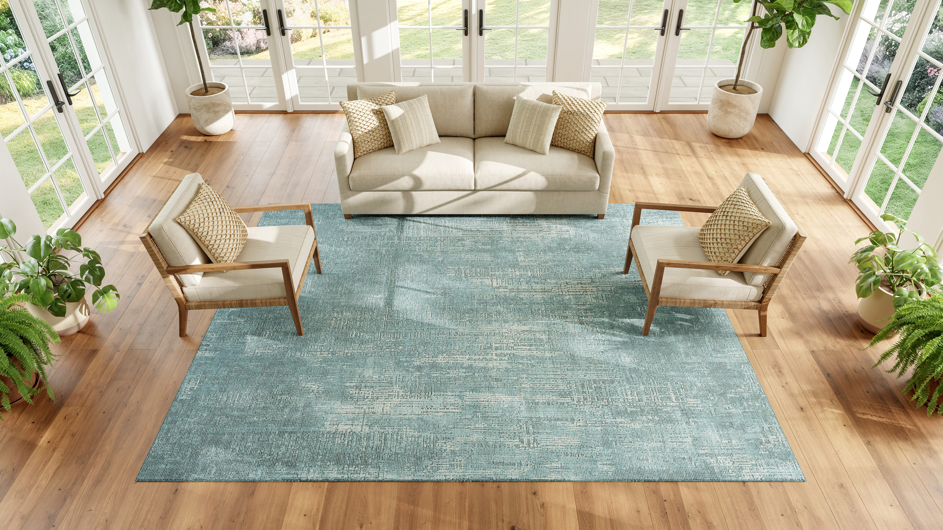 Nourison Botanical Washables 7'6" x 9'10" Green Modern Indoor Rug