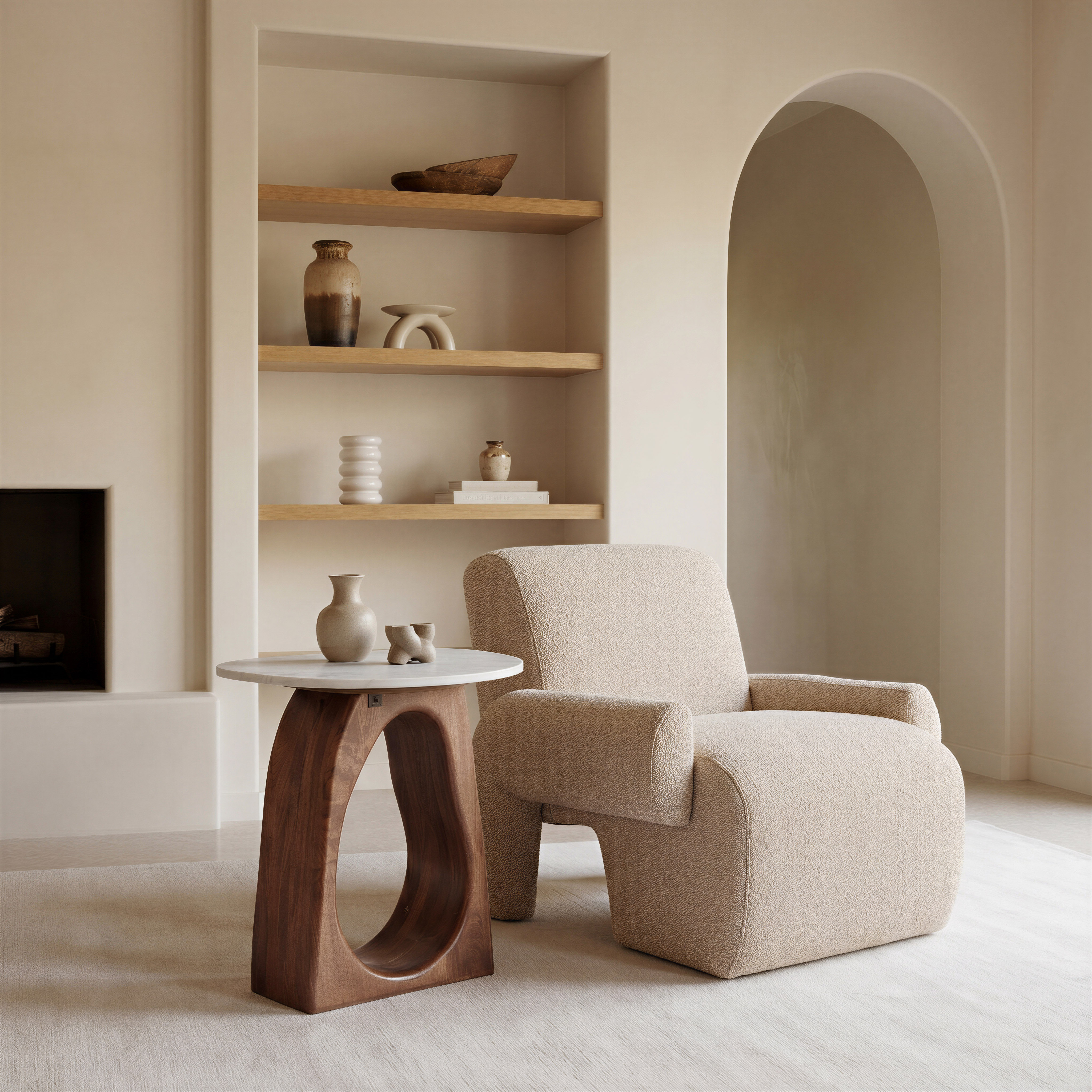 Vara Side Table White & Walnut product image