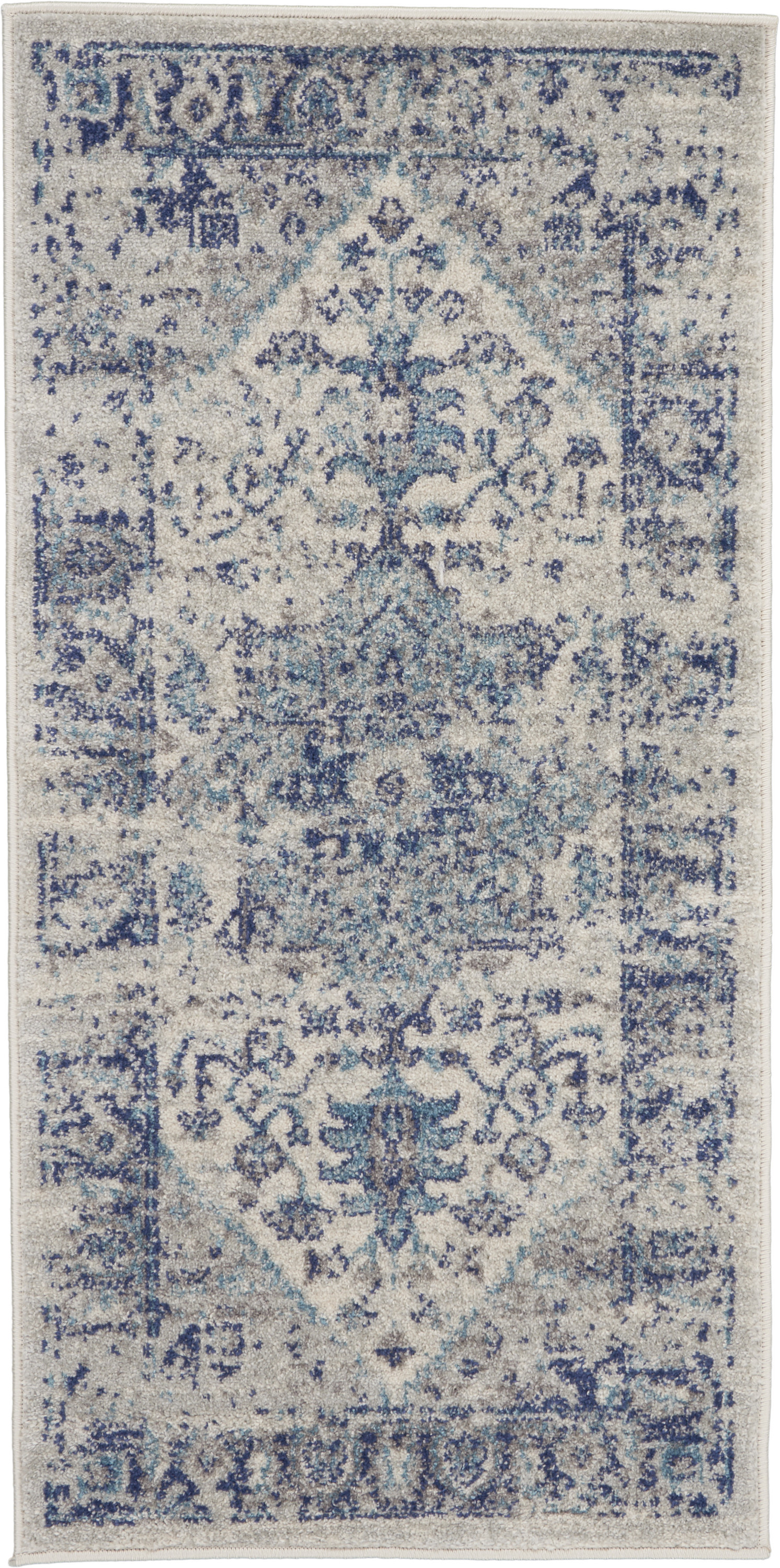 Nourison Tranquil 2' x 4' Ivory Light Blue Vintage Indoor Rug