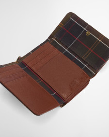 Portafoglio con patta in pelle Rosa Brown/Classic Tartan