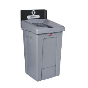 Rubbermaid Commercial, Slim Jim®, 33gal, Black, Recycling Station Billboard