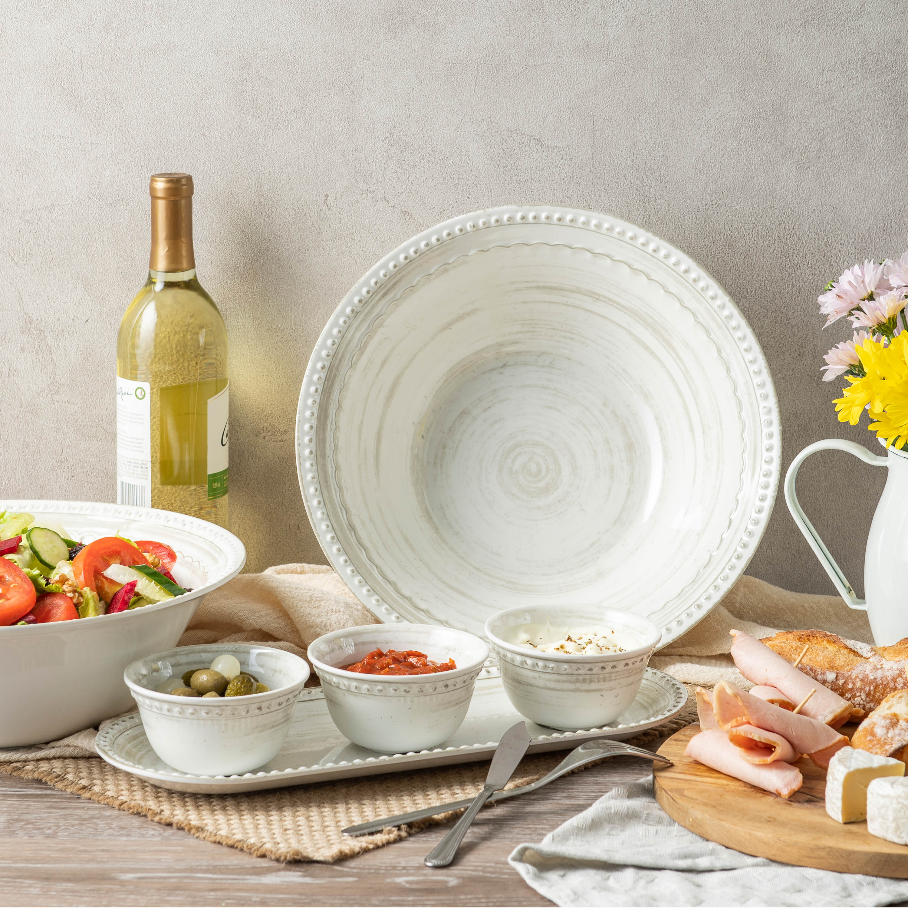 French Country 12-inch Melamine Serving Bowls, White, 2-piece set slideshow image 6