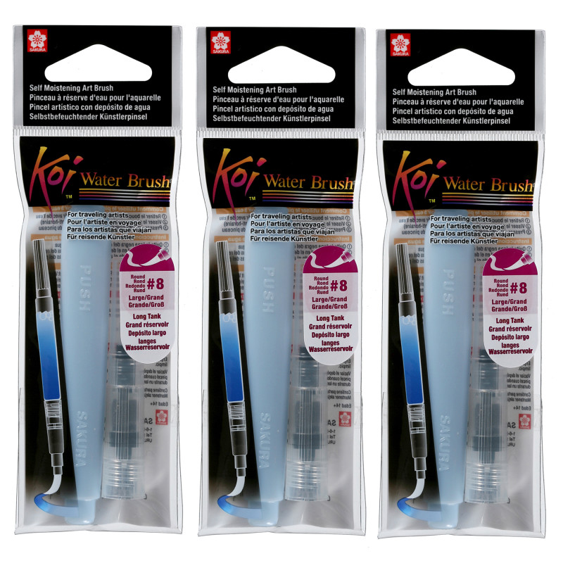 Koi Water Brush, 9mL Tank, Round, Large, Pack of 3