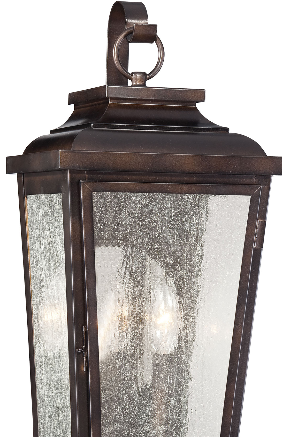 2 Light Pocket Lantern in Chelesa Bronze™ Finish with Clear Seeded Glass - alternate view
