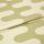 Fabric with large olive‑green rounded geometric motifs, folded and layered, showing woven texture and seams; studio‑lit close-up of a neutral‑colored textile sample.