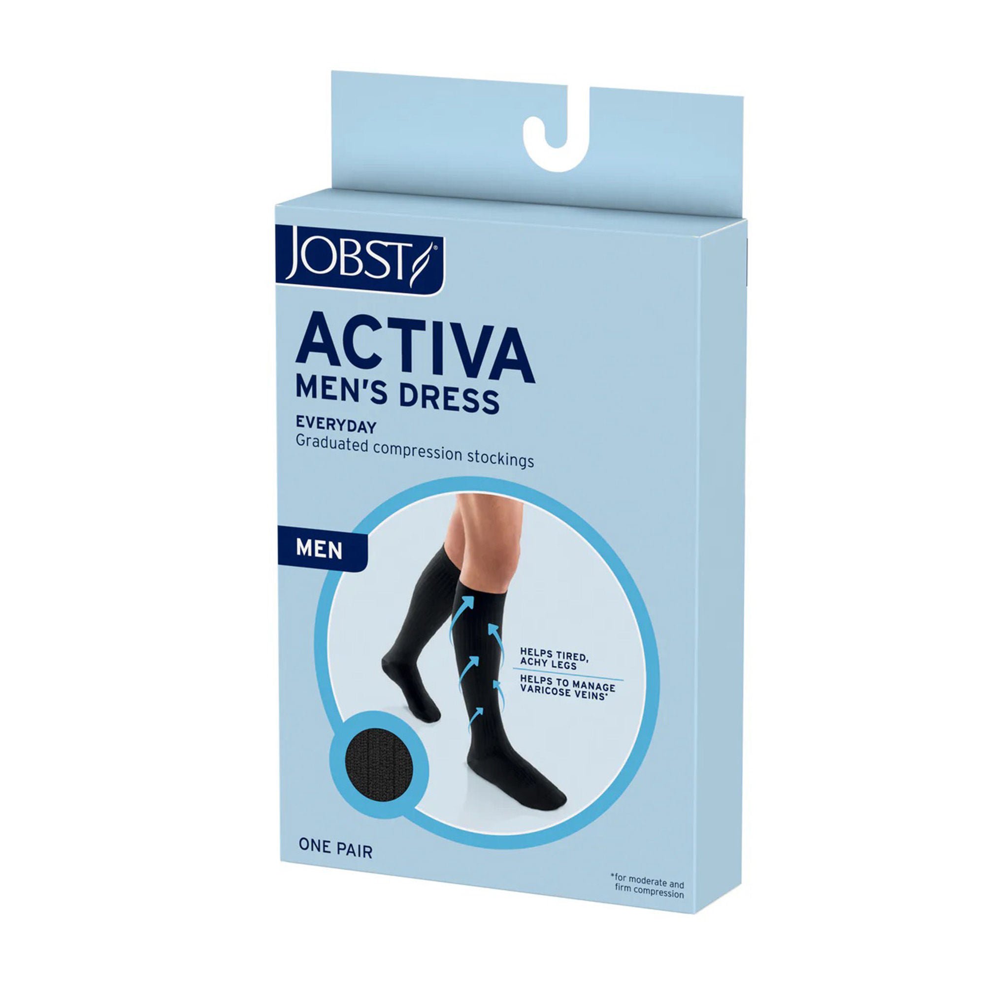 Compression Socks Jobst® Activa Knee High Large Navy Blue Closed Toe