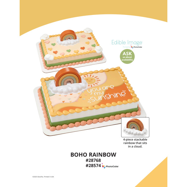 Boho Rainbow The Magic of Cakes® PhotoCake® Enhanced Background and Icing Page