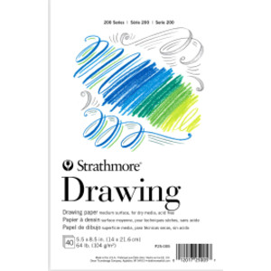 200 Series Drawing Paper Pad, Tape Binding, 40 Sheet, 5.5x8.5 inch, 1 Count