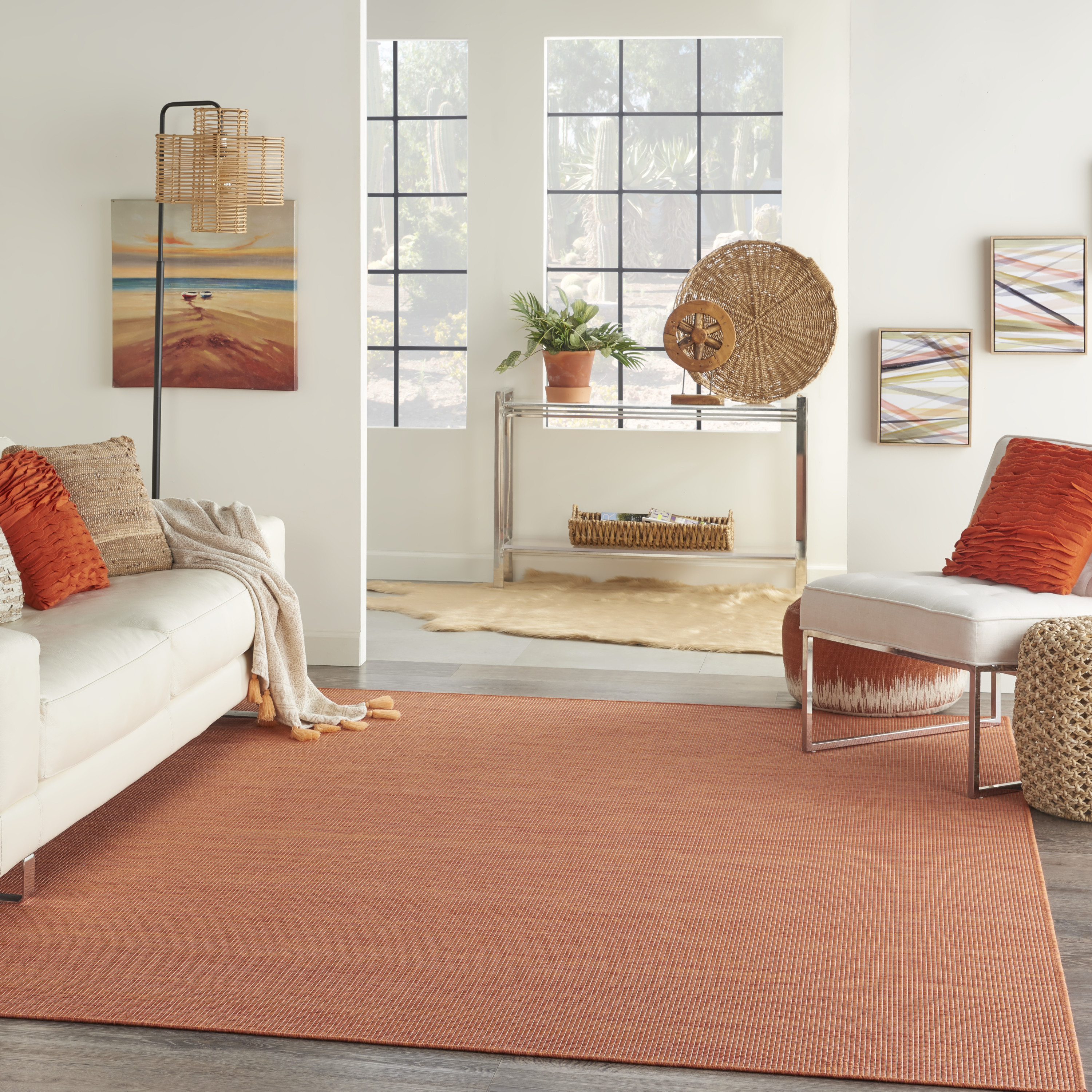 Nourison Positano 8' x 10' Terracotta Modern Rug