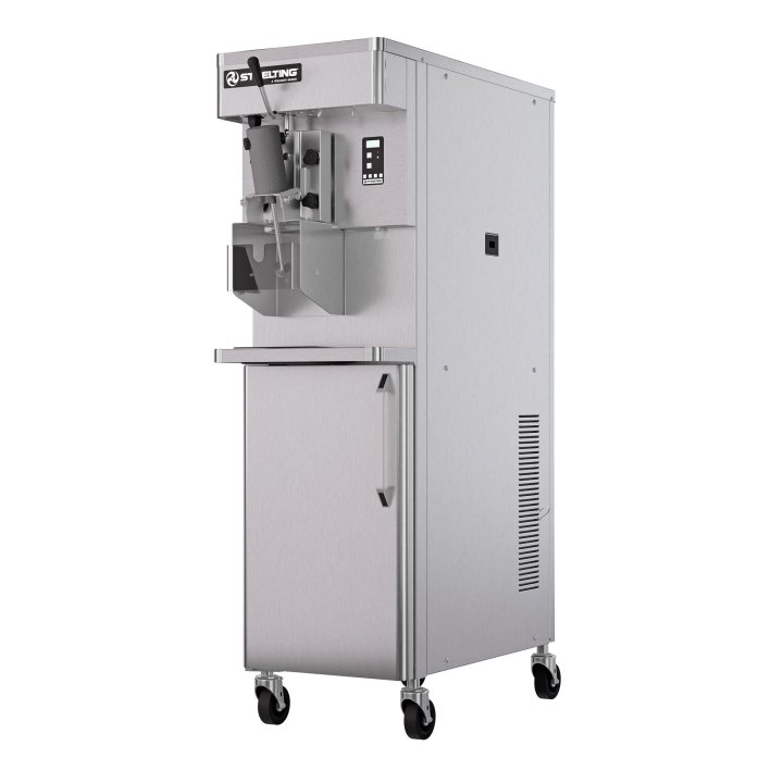 208- to 240-volt 1-phase water-cooled high-capacity combination soft serve and shake machine with refrigerated cabinet and built-in mixer