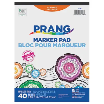 Prang (Formerly Art Street) Marker Paper Pad, White, 9" x 12", 40 Sheets