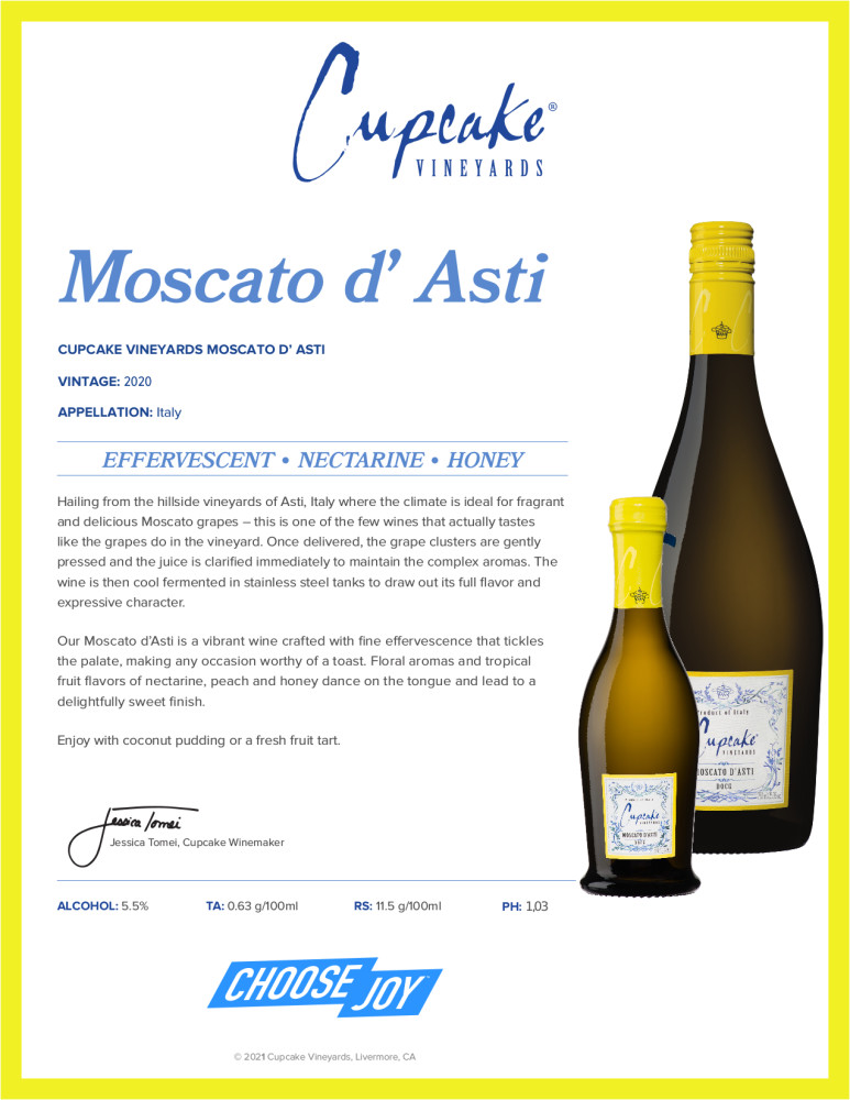 Cupcake® Vineyards Moscato d' Asti White Wine - 750ml, 2020, Italy ...