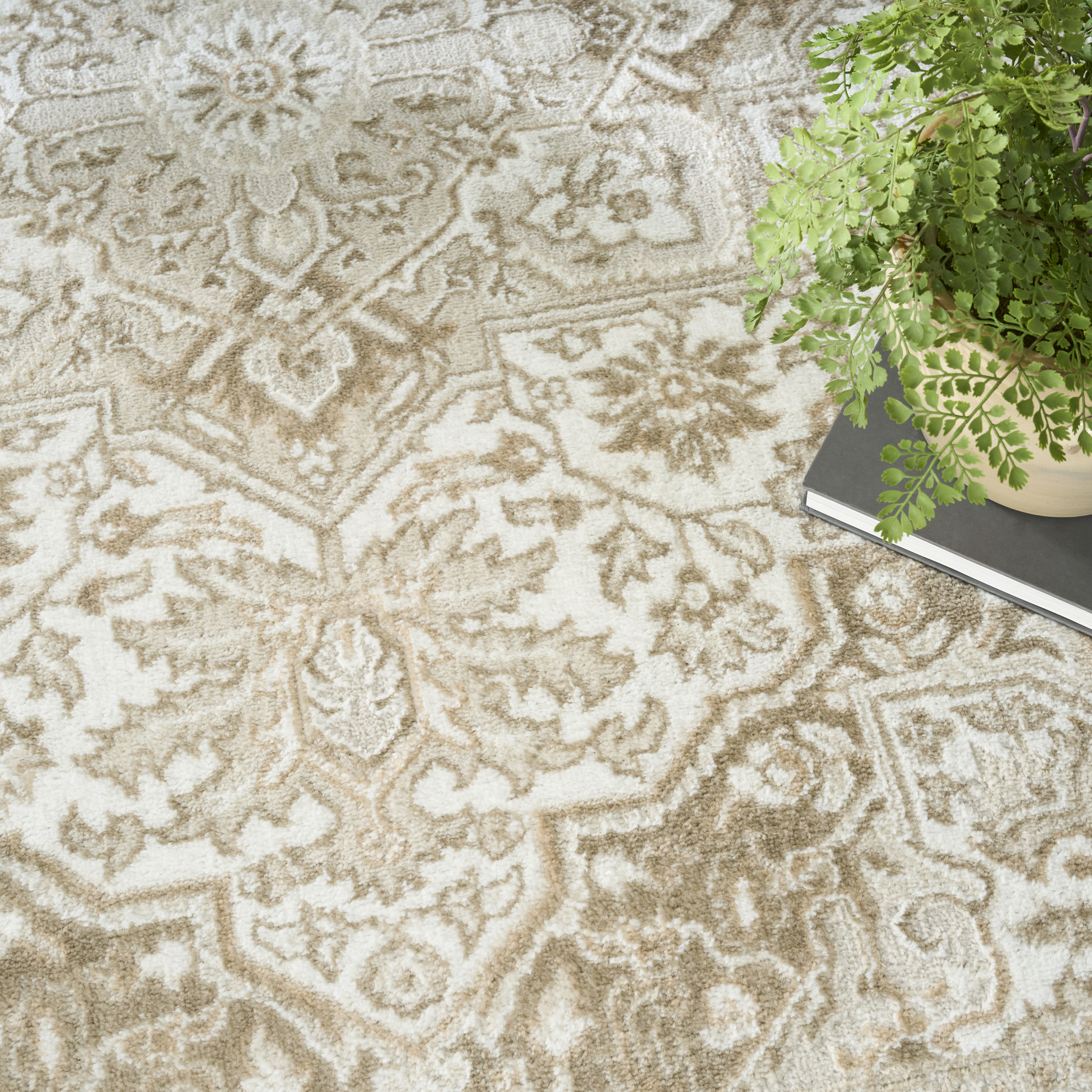 Nourison Dekor 7'10" x 9'10" Ivory Taupe Vintage Indoor Rug