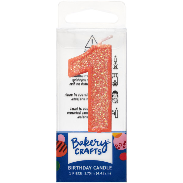 1 Mini Orange Glitter Numeral Candles