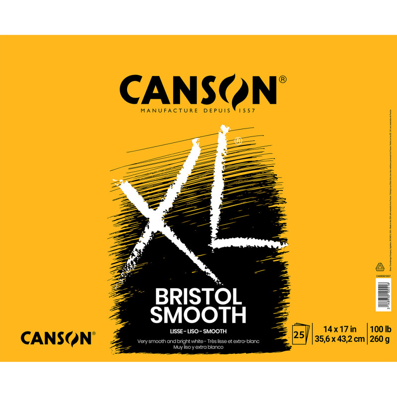 XL Series Bristol Pad, Smooth Finish, Foldover Binding, 25 Sheet, 14x17 inch, 1 Count