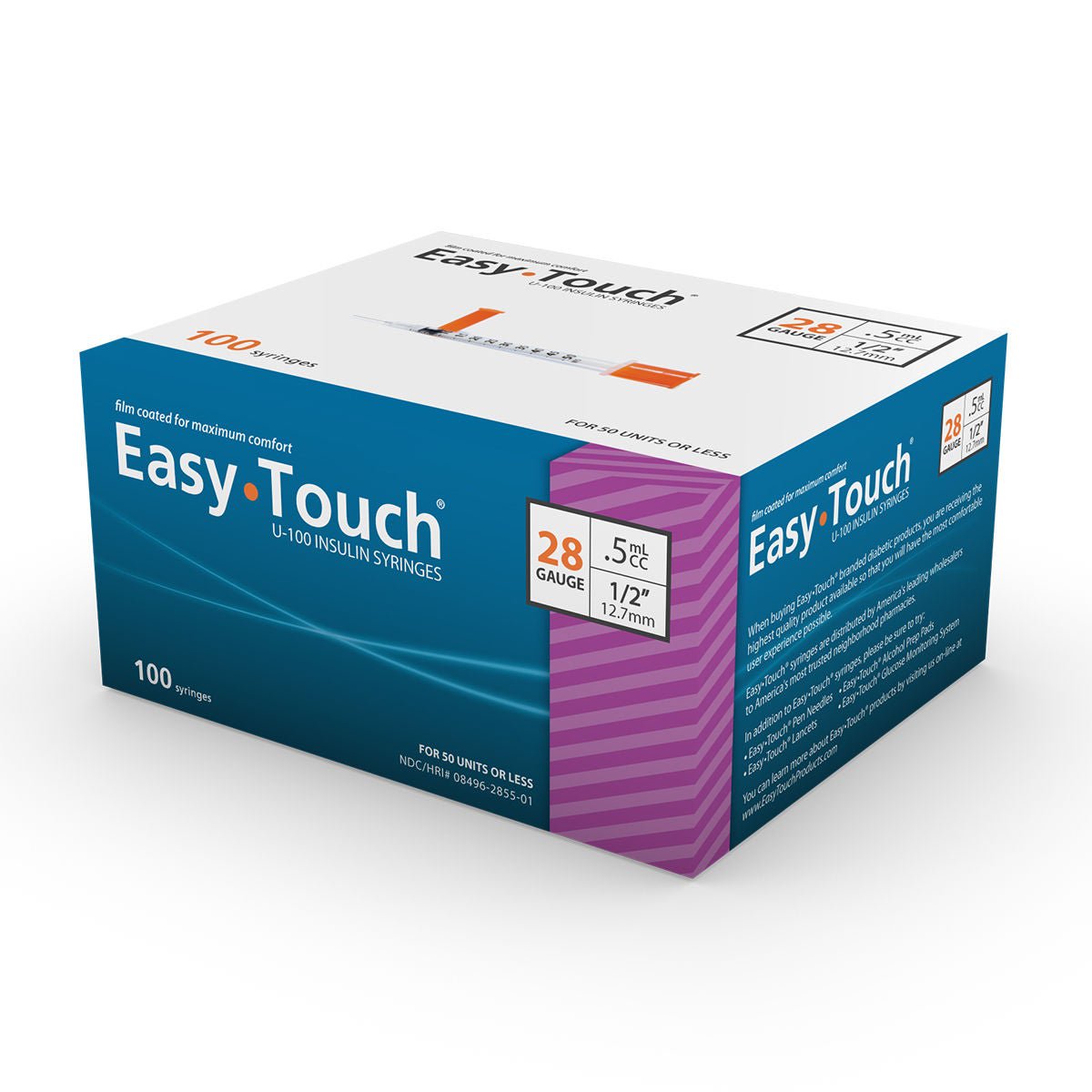 MHC Medical SYRINGE/NDL, EASY TOUCH .5CC 28GX1/2" (100/BX 5BX/CS)