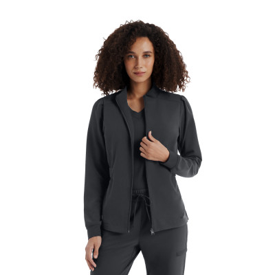 White Cross CRFT WJ704 Women&#8216;s Moisture Wicking 2-Pocket Ultra-Soft Zipper Front Scrub Jacket with Hi-Lo Hemline-White Cross