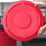 Rubbermaid Commercial, BRUTE, Self-Draining, Round, Resin, 55 gal, Resin, Red, Receptacle Lid
