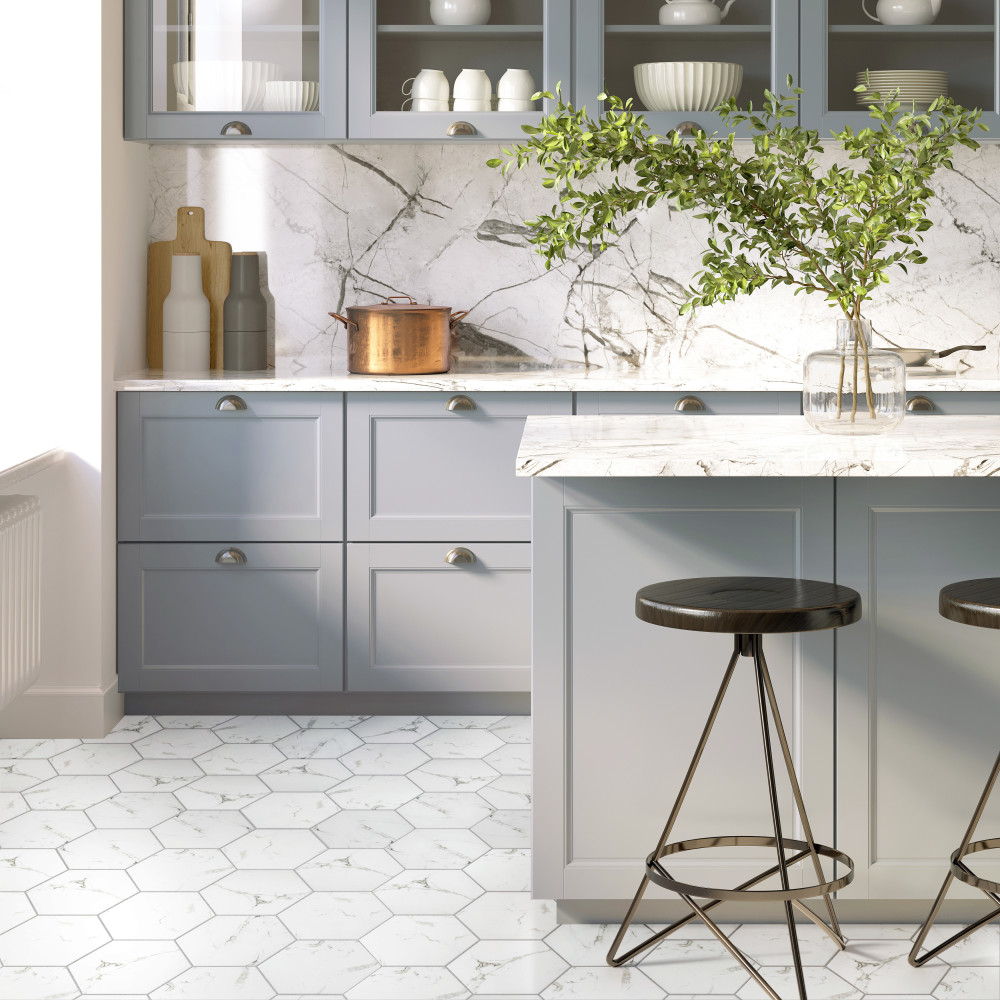 Timeless Calacatta Hex 8-5/8 in. x 9-7/8 in. Porcelain Floor and Wall Tile