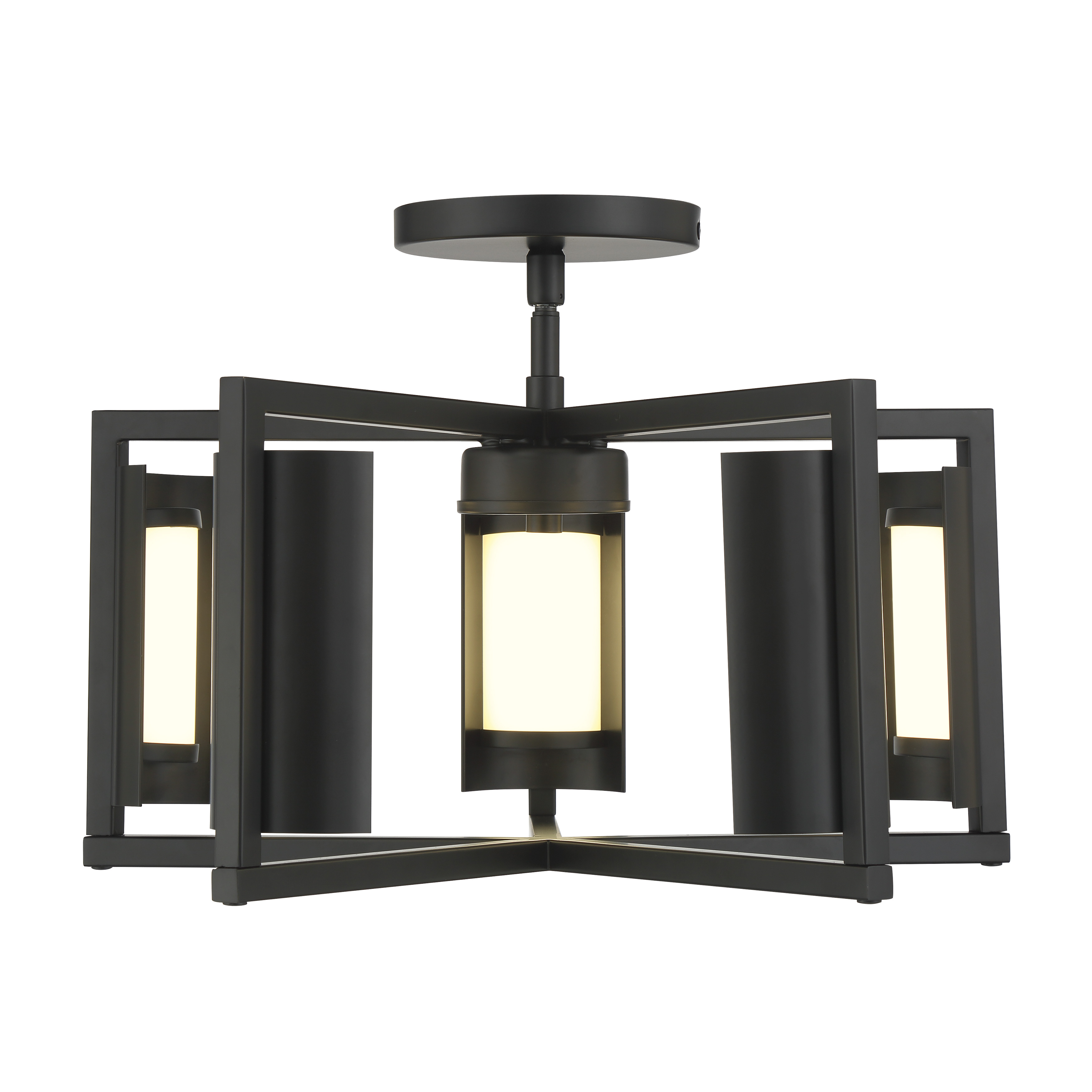 The Trizay delivers exceptional color rendering (CRI 96) in a compact, contemporary design. Its coal black finish and etched glass diffuser create sophisticated ambient lighting perfect for low-ceiling applications. - alternate view