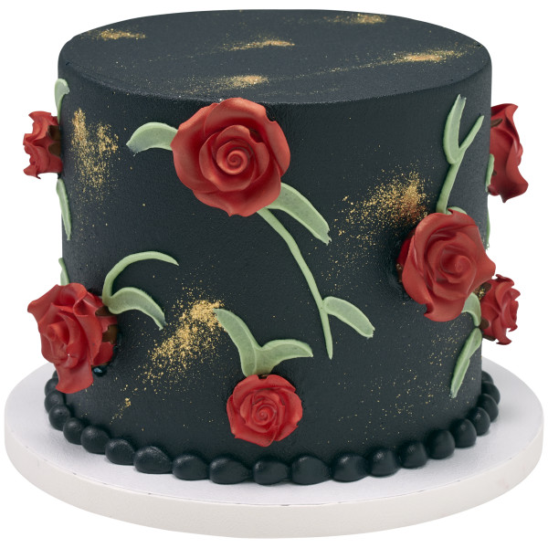 White Roses Assortment - Red 3 Free Gum Paste Flowers