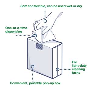Tork, W24, Light Duty, 1 ply, 8.30"x16.10", Paper, General Purpose Wipers, White