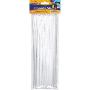 Jumbo Stems, White, 12" x 6 mm, 100 Pieces