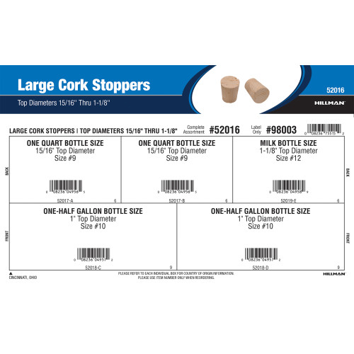 Large Cork Stoppers Assortment (Top Diameters 15/16