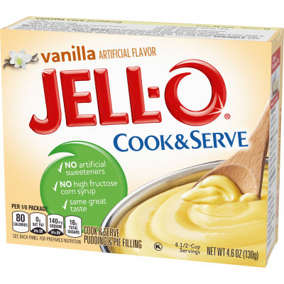 Jell-O Cook & Serve Vanilla Pudding & Pie Filling, 4.6 oz Box