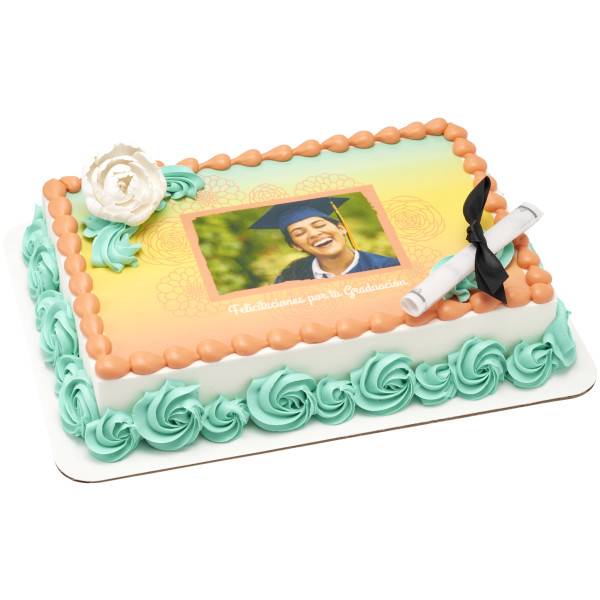 Felicitaciones por tu Graduación Floral PhotoCake® Edible Image® Frame
