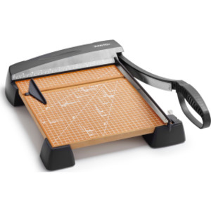 Heavy-Duty Guillotine Paper Trimmer, 12 in Cut Length, Wooden Base