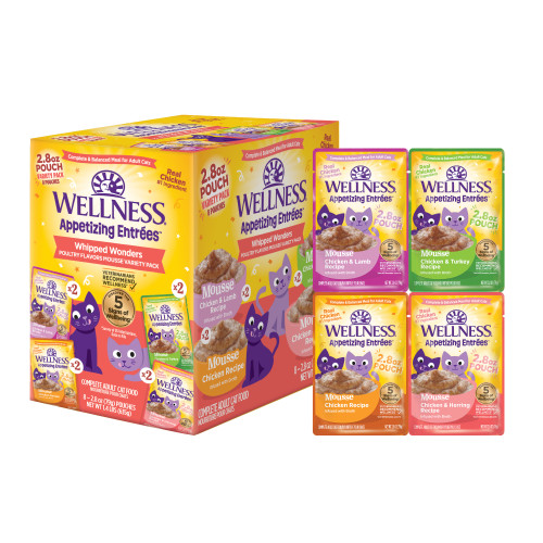 Wellness Appetizing Entrees Whipped Wonders, Poultry Mousse Variety Pack (2.8oz) Front packaging