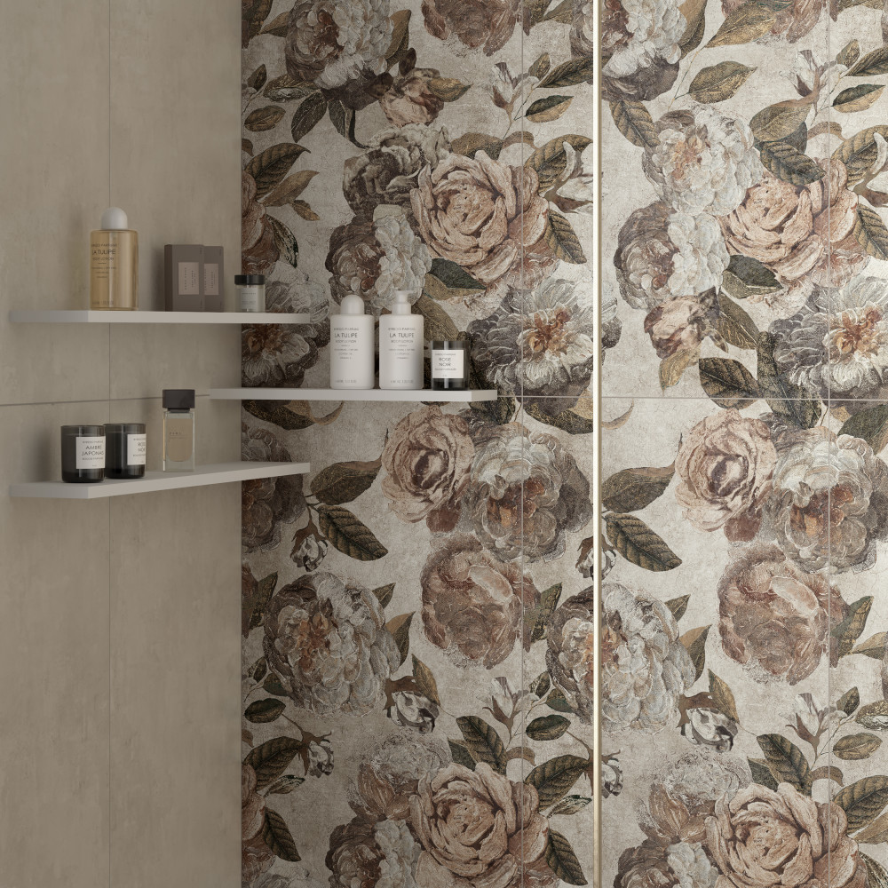 Parete Fiori Beige 23-1/2 in. x 47 in. Porcelain Floor and Wall Tile