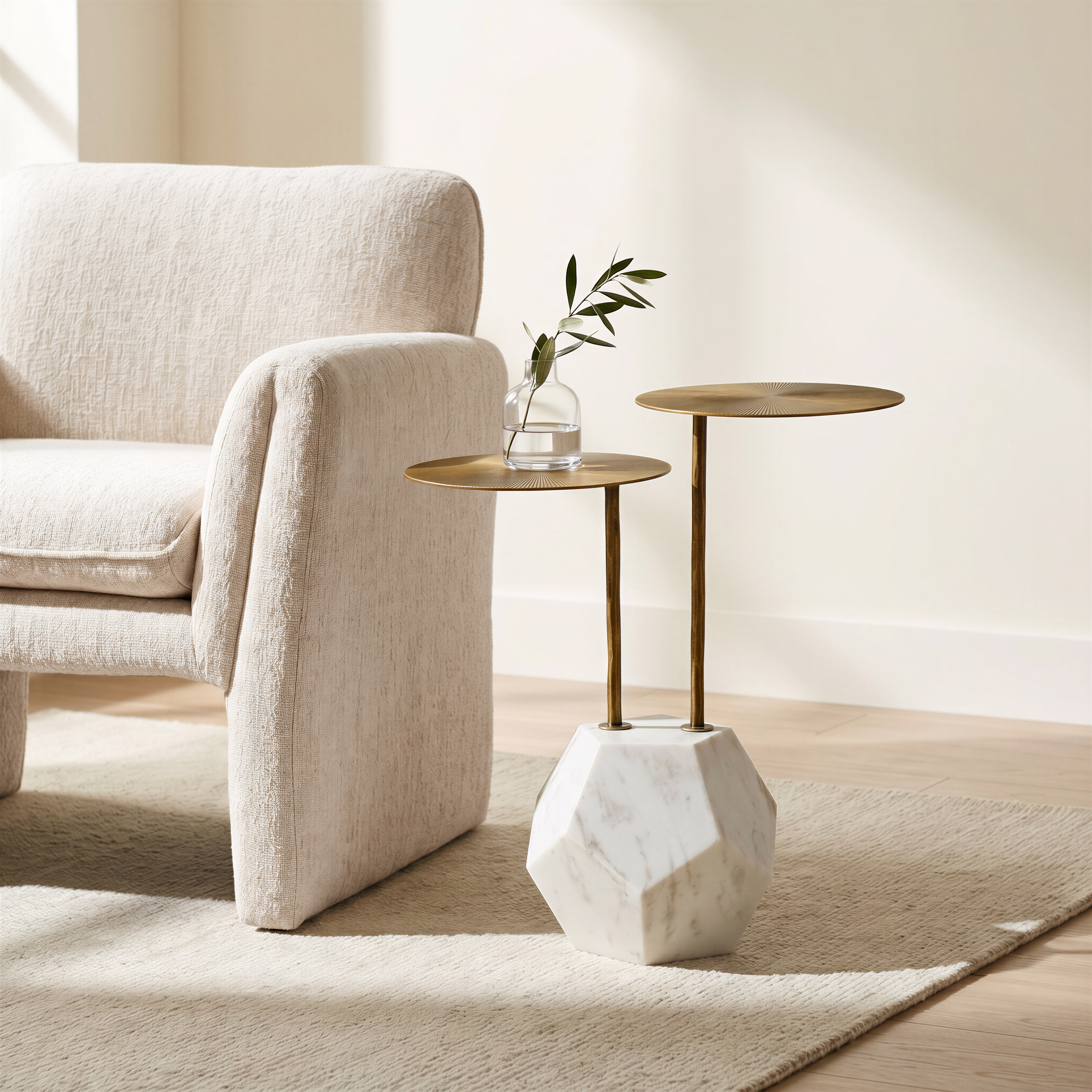 Anten Side Table Brass & White product image