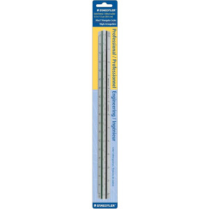 Professional Engineering Triangular Scale Ruler, 12 in, Metal