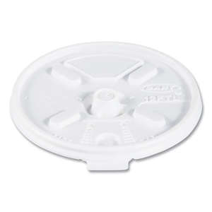 Dart, Lift n' Lock, Plastic Hot Cup Lids, With Straw Slot, Fits 10 oz to 14 oz Cups, TWhite