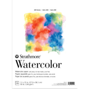 200 Series Watercolor Paper Pad, Tape Binding, 15 Sheet, 11x15 inch, 1 Count