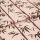 Folded fabric sample in blush pink background with linear print of bamboo shoots and leaves.