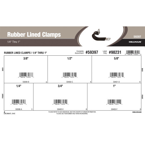 Rubber Lined Clamps Assortment (1/4